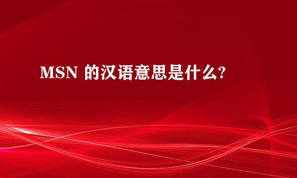 MSN 的汉语意思是什么?